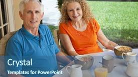  Presentation with retirement - PPT theme consisting of senior-man-and-woman-couple background and a ocean colored foreground