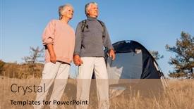  Presentation with fall season - Slide set featuring senior-man-and-woman-looks background and a  colored foreground