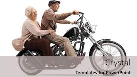  Presentation with custom - Slide deck featuring senior-man-and-woman-riding background and a light gray colored foreground