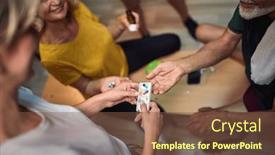  Presentation with medication - Presentation enhanced with senior-man-and-woman background and a tawny brown colored foreground