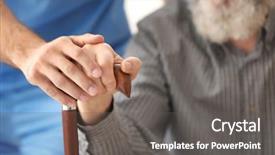  Presentation with caregiver - Amazing presentation having senior man and young caregiver backdrop and a gray colored foreground