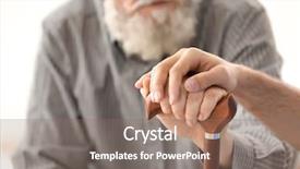  Presentation with caregiver - Theme with senior man and young caregiver background and a violet colored foreground