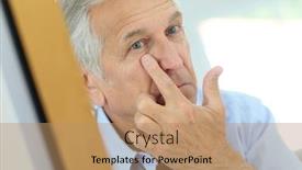  Presentation with anti aging - Slide set enhanced with senior man applying anti-aging lotion on his face background and a coral colored foreground