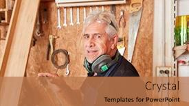  Presentation with carpenter - Slide set featuring senior-man-as-a-carpenter background and a coral colored foreground