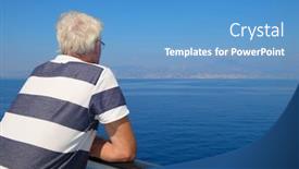  Presentation with boat - Slides with senior-man-at-cruise-boat background and a teal colored foreground