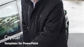  Presentation with gas station - Presentation theme consisting of senior-man-at-gas-station background and a dark gray colored foreground