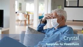  Presentation with home - Beautiful PPT layouts featuring senior-man-at-home-wearing backdrop and a teal colored foreground