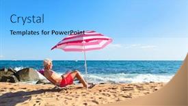  Presentation with beach - PPT theme having senior-man-at-the-beach background and a light blue colored foreground