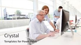  Presentation with business training - Theme consisting of senior man attending business training background and a  colored foreground