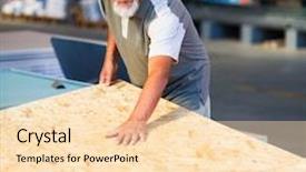  Presentation with diy - Audience pleasing presentation design consisting of senior man buying construction wood in a diy store backdrop and a lemonade colored foreground