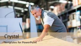  Presentation with diy - Presentation theme featuring senior man buying construction wood in a diy store background and a lemonade colored foreground