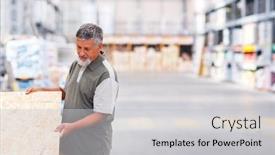  Presentation with diy - Cool new PPT layouts with senior man buying construction wood in a diy store backdrop and a light gray colored foreground