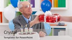  Presentation with birthday invitations - Amazing slide set having senior man celebrating 100th birthday backdrop and a light gray colored foreground