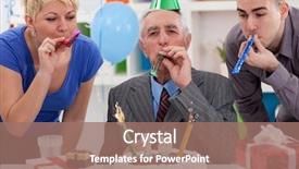  Presentation with 70th birthday - Presentation design consisting of senior man celebrating 70th birthday background and a coral colored foreground