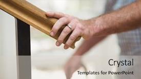  Presentation with upstairs - Presentation design enhanced with senior man climbing upstairs background and a  colored foreground