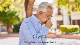  Presentation with park - Presentation design having senior-man-coughing-at-park background and a light blue colored foreground