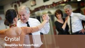  Presentation with class - Audience pleasing PPT layouts consisting of senior man dancing with dance backdrop and a coral colored foreground