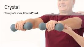  Presentation with exercise medicine - Amazing presentation having senior man doing exercise backdrop and a white colored foreground