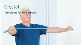  Presentation with exercise medicine - Amazing presentation theme having senior man doing exercises backdrop and a  colored foreground