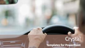  Presentation with sleepy yawning man driving car - Cool new PPT theme with senior man driving a car backdrop and a coral colored foreground