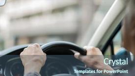  Presentation with driving - Slide set enhanced with senior man driving a car background and a ocean colored foreground