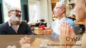  Presentation with birthday celebration - Presentation design with senior man during birthday background and a coral colored foreground