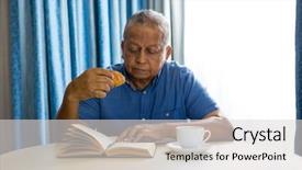  Presentation with reading table - Beautiful presentation theme featuring book at table in nursing backdrop and a  colored foreground