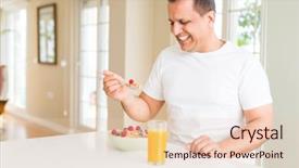  Presentation with healthy aging - Cool new slides with senior man eating healthy breakfast backdrop and a lemonade colored foreground