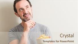  Presentation with brain thinking - Cool new theme with senior man eating potato chips backdrop and a  colored foreground