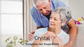  Presentation with senior living - Slide deck consisting of senior man embracing woman in living room background and a soft green colored foreground