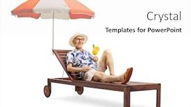  Presentation with under umbrella - Cool new presentation with senior-man-enjoying-a-cocktail backdrop and a white colored foreground