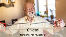  Presentation with senior living - Cool new slide deck with senior-man-exercising-using-chest backdrop and a lemonade colored foreground