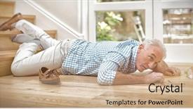  Presentation with stairs - Presentation theme enhanced with misfortune - senior man fallen down background and a coral colored foreground