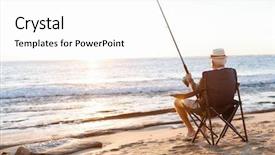  Presentation with sea fishing - Slide deck consisting of senior man fishing at sea background and a white colored foreground