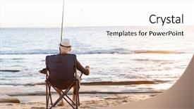  Presentation with sea fishing - Theme featuring senior man fishing at sea side background and a white colored foreground