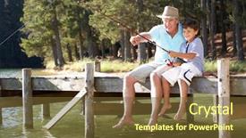  Presentation with fishing - Slide set enhanced with senior man fishing with grandson background and a tawny brown colored foreground