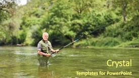  Presentation with fishing - PPT layouts enhanced with senior man fishing background and a tawny brown colored foreground
