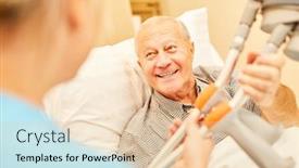  Presentation with rehab - PPT theme consisting of senior-man-gets-crutches background and a lemonade colored foreground