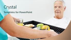  Presentation with nursing - Theme having senior man getting breakfast background and a sky blue colored foreground