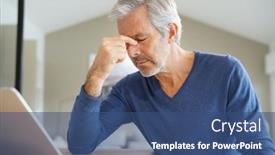  Presentation with headache - Audience pleasing slide set consisting of senior-man-having-a-headache backdrop and a ocean colored foreground