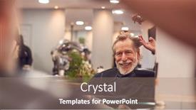  Presentation with hairdressing salon - Presentation theme enhanced with senior-man-having-hair-cut background and a coral colored foreground