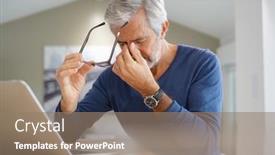  Presentation with migraine - Colorful presentation theme enhanced with senior-man-having-migraine backdrop and a coral colored foreground