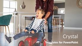  Presentation with helping man - Slide deck with senior-man-helping-boy-ride background and a gray colored foreground