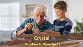  Presentation with summer school - Presentation design featuring senior-man-helping-child background and a tawny brown colored foreground