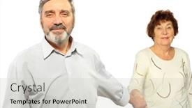 Presentation with hold hand - Beautiful slide deck featuring senior man hold hand of woman isolated focus on man half body backdrop and a light gray colored foreground