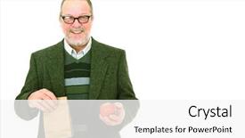  Presentation with school apple - Theme consisting of senior man holding an apple background and a white colored foreground