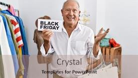  Presentation with black man - Slide set consisting of senior-man-holding-black-friday background and a coral colored foreground