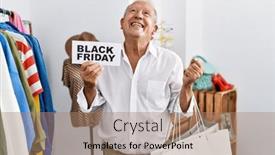  Presentation with friday - Presentation theme with senior-man-holding-black-friday background and a coral colored foreground