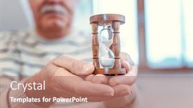  Presentation with life span - Slide set featuring senior-man-holding-hourglass background and a coral colored foreground