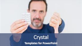  Presentation with pharmaceutical - Theme with senior man holding pharmaceutical pills background and a ocean colored foreground